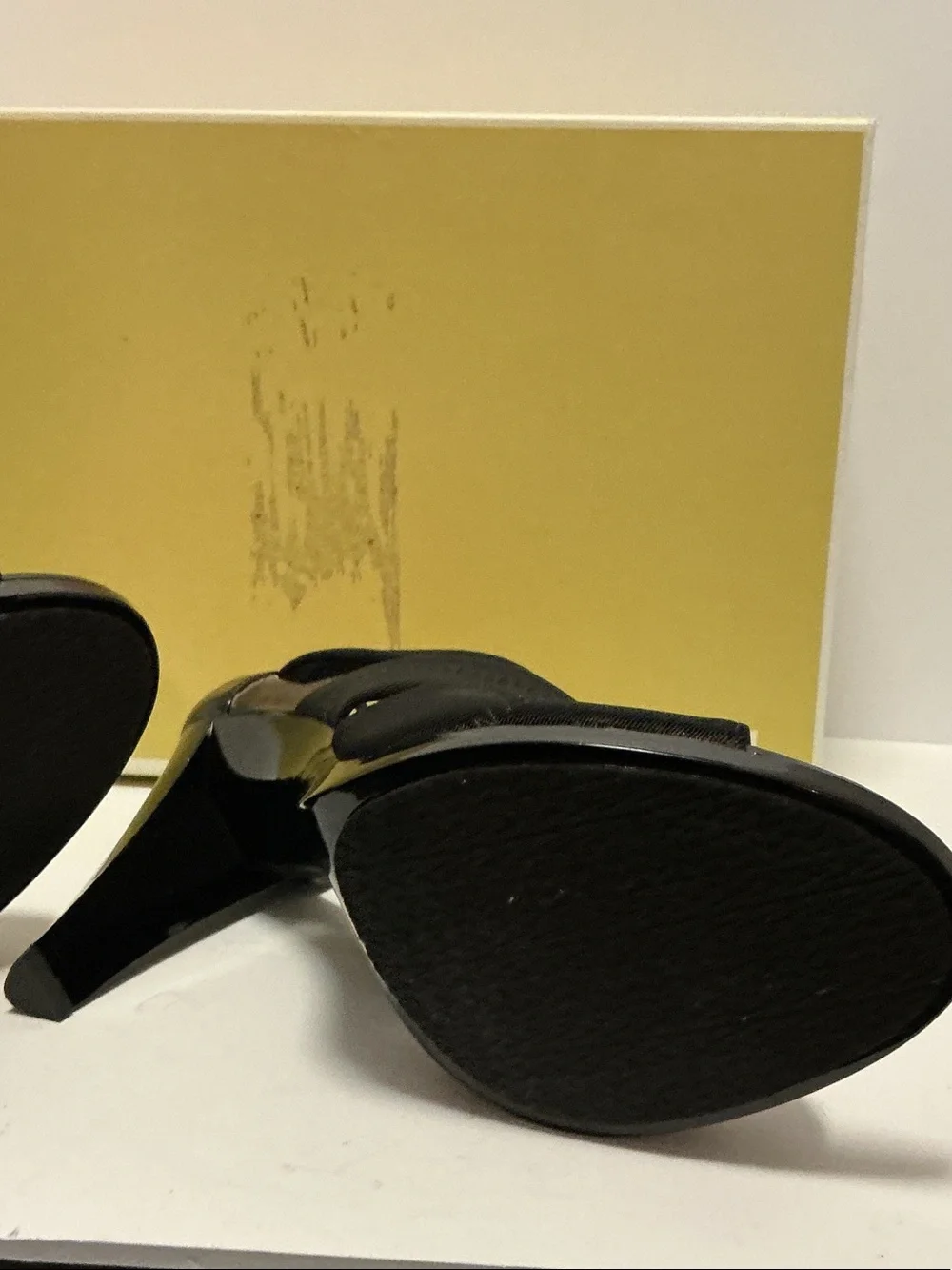 Michael Kors Black Patent and Gold Zip Front Heels